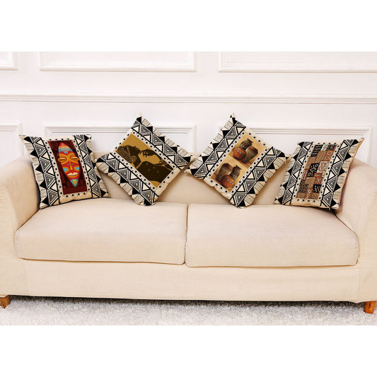 HKM-313875 Artistic Geometric Cotton and Linen Pillowcase – 45*45 cm, Soft Velvet and Encrypted Linen Options