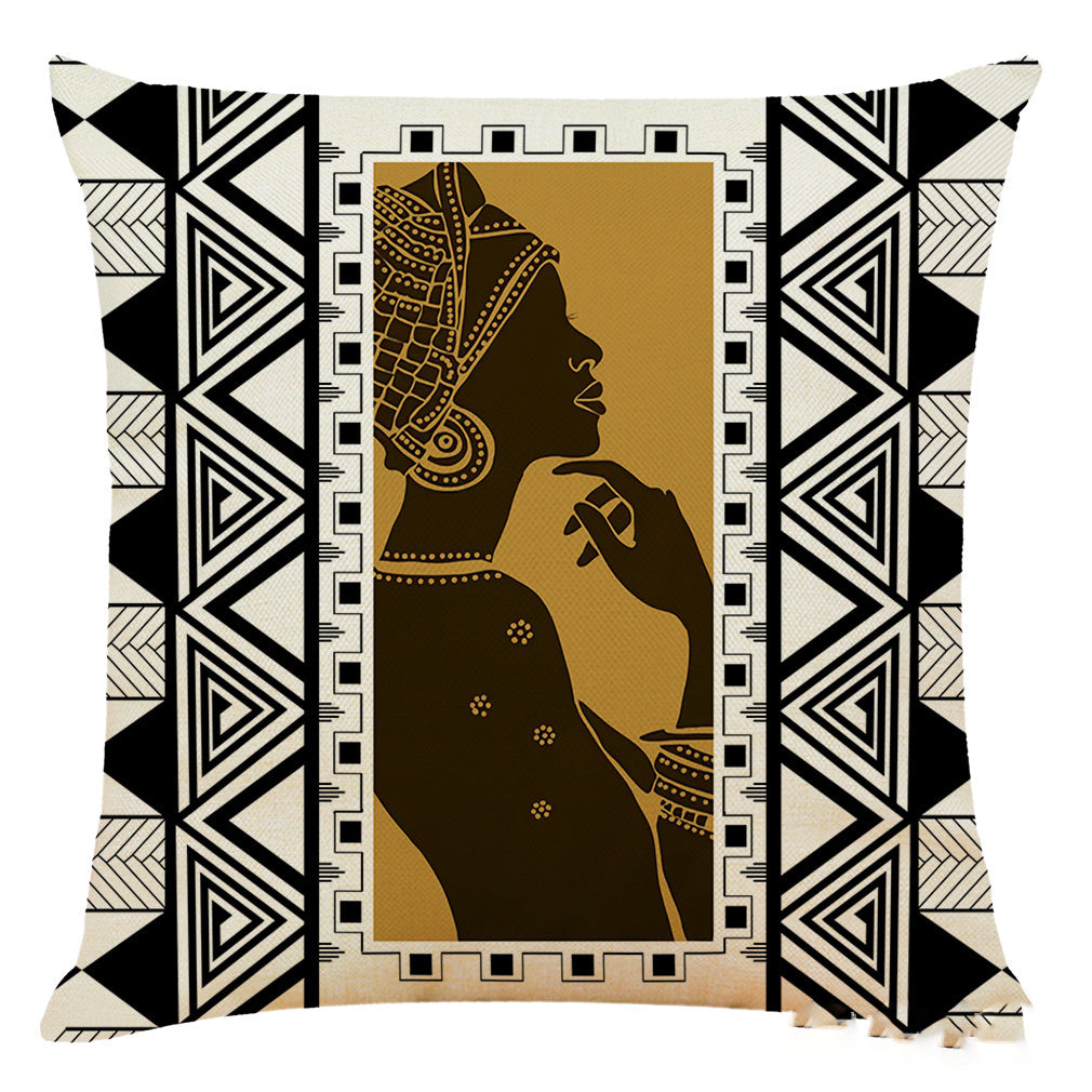 HKM-313875 Artistic Geometric Cotton and Linen Pillowcase – 45*45 cm, Soft Velvet and Encrypted Linen Options