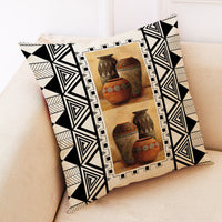 HKM-313875 Artistic Geometric Cotton and Linen Pillowcase – 45*45 cm, Soft Velvet and Encrypted Linen Options
