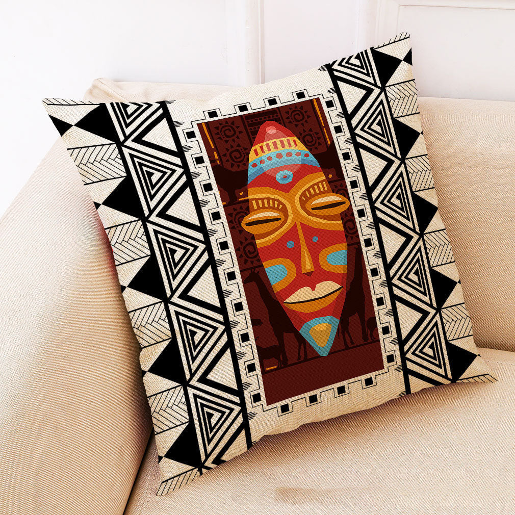 HKM-313875 Artistic Geometric Cotton and Linen Pillowcase – 45*45 cm, Soft Velvet and Encrypted Linen Options