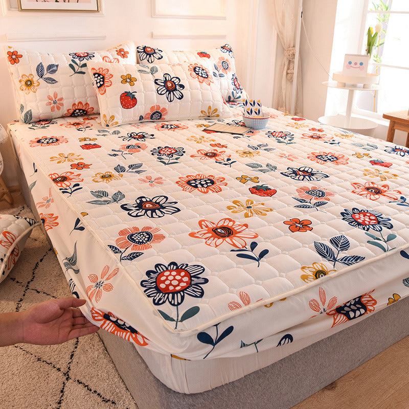 HKM-314131 Waterproof Quilted Bedspread Mattress Cover for 30cm Mattresses