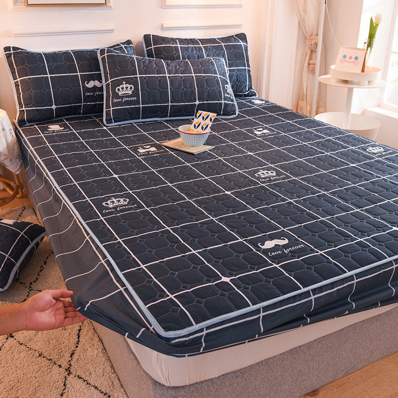 HKM-314131 Waterproof Quilted Bedspread Mattress Cover for 30cm Mattresses