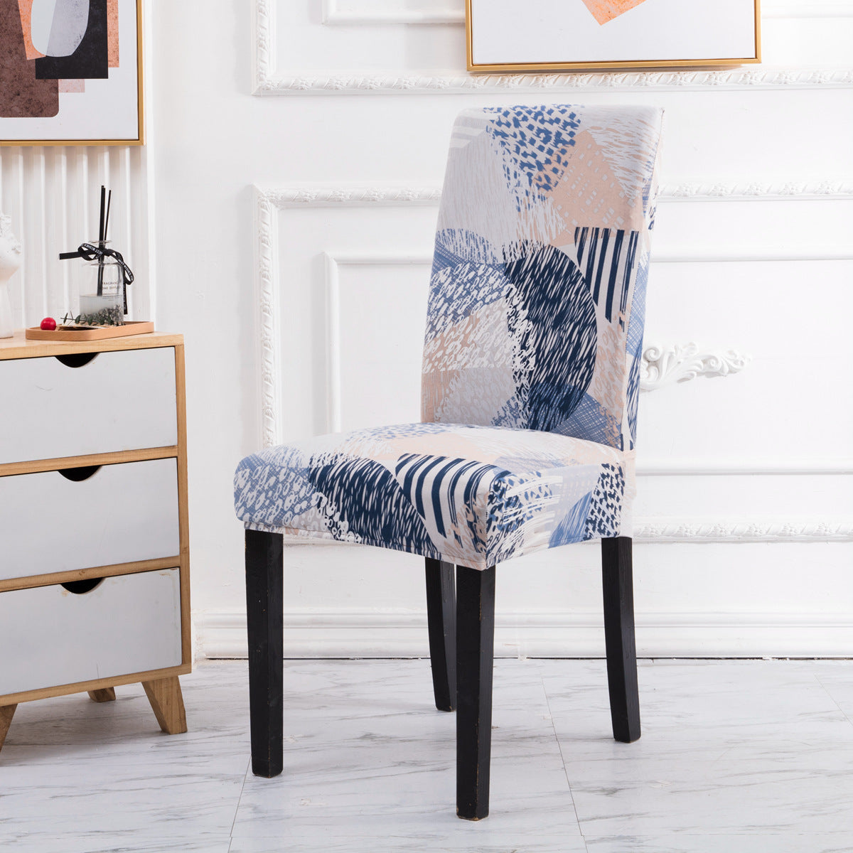 HKM-314195 Elegant Printed Elastic Chair Cover for Home - Multiple Styles and Colors Available
