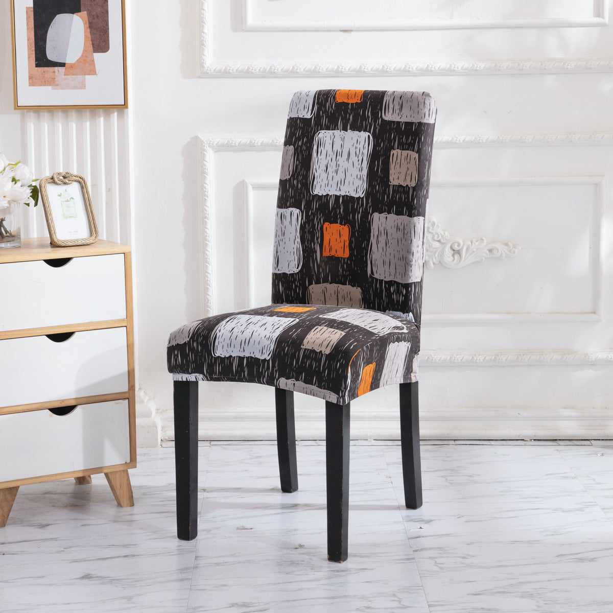 HKM-314195 Elegant Printed Elastic Chair Cover for Home - Multiple Styles and Colors Available