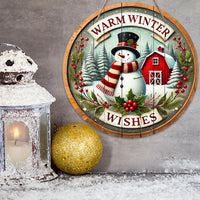 HKM-314259 Wooden Christmas Party Doorplate Decoration Pendant, 20x20cm