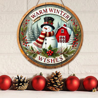 HKM-314259 Wooden Christmas Party Doorplate Decoration Pendant, 20x20cm