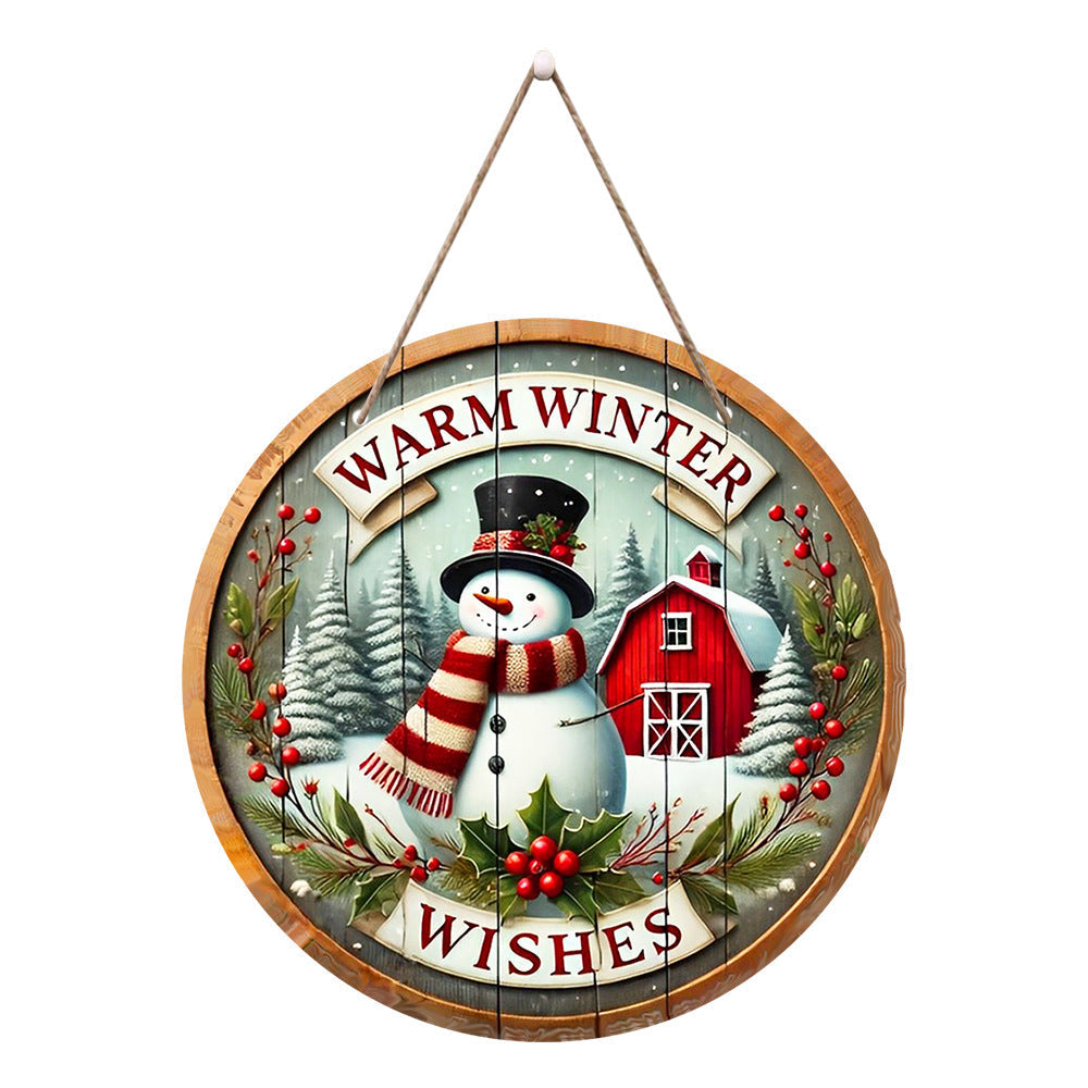 HKM-314259 Wooden Christmas Party Doorplate Decoration Pendant, 20x20cm