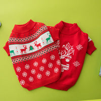 HKM-314387 Elk and Christmas Tree Knitted Wool Dog Sweater for Pets