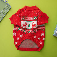 HKM-314387 Elk and Christmas Tree Knitted Wool Dog Sweater for Pets