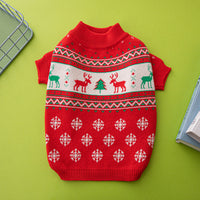 HKM-314387 Elk and Christmas Tree Knitted Wool Dog Sweater for Pets
