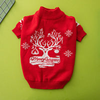 HKM-314387 Elk and Christmas Tree Knitted Wool Dog Sweater for Pets