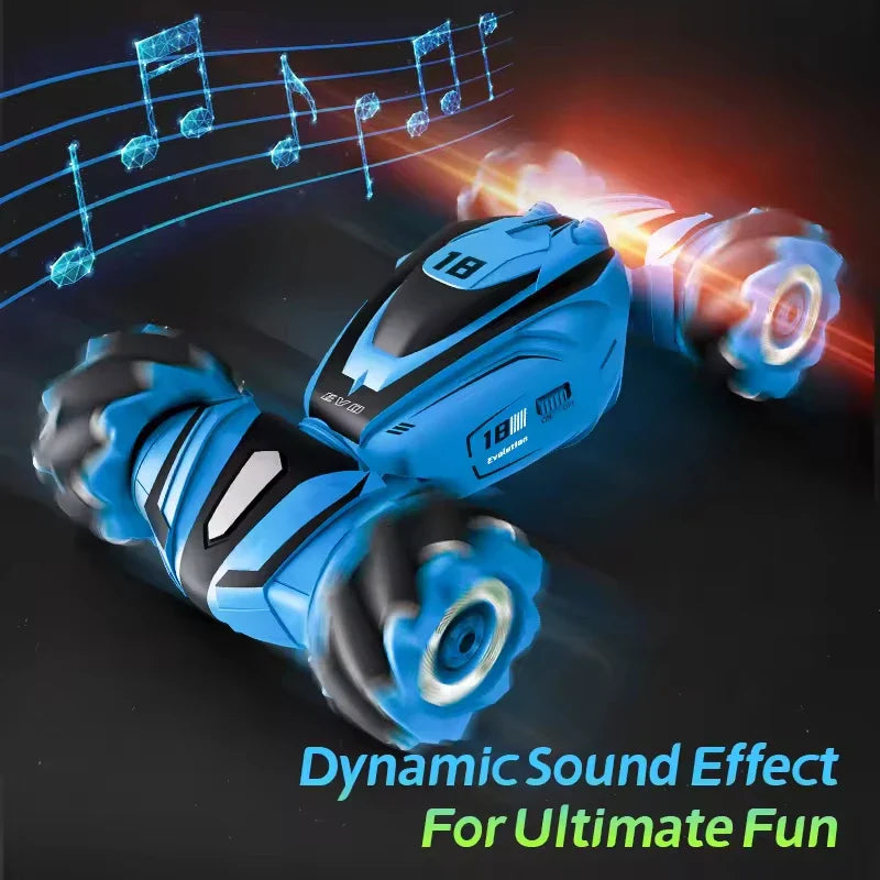 HKM-314387 Remote Control Stunt Twist Car with Lights and Music - 1:18 Scale Off-Road Climbing Vehicle, Indoor-Outdoor Fun