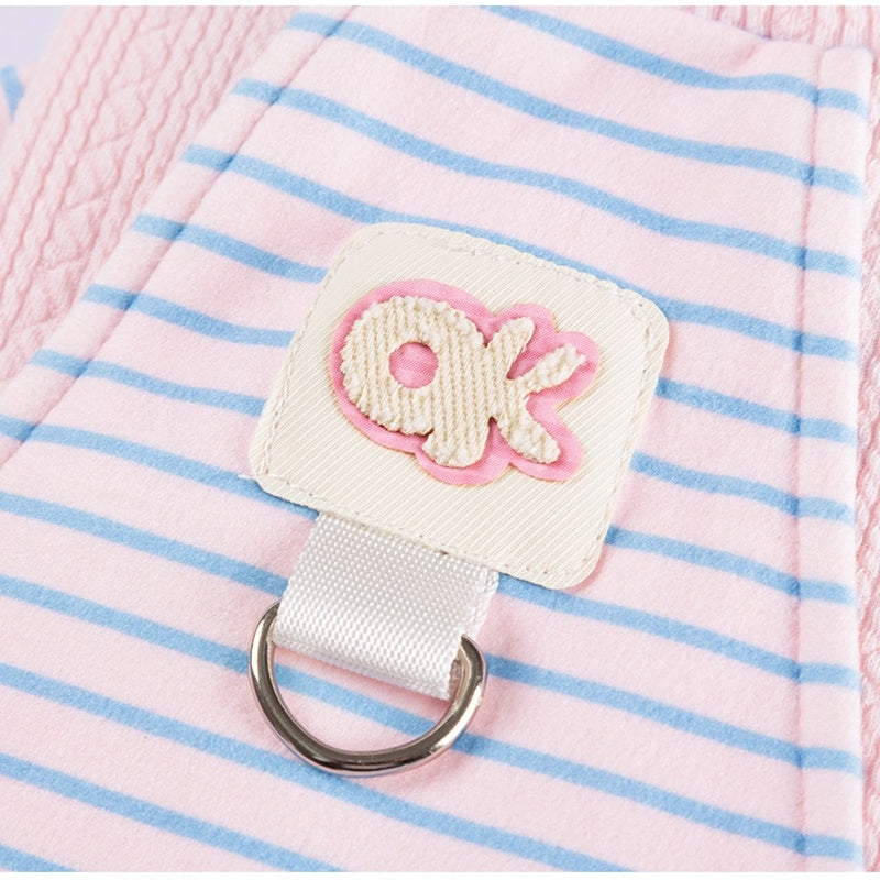 HKM-314451 Cute Striped Pet Shirts with Belt Loops - Soft Knitted Apparel for Small Dogs and Cats
