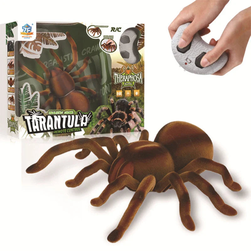 HKM-314707 Remote Control Infrared Induction Plush Spider Toy - Soft Scary Prank for Halloween 360° Rotation