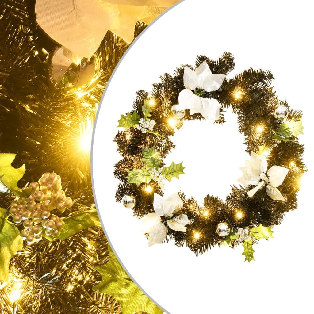 KTX-314771 LED Christmas Wreath 60 cm with Decorative Baubles and USB Power Source