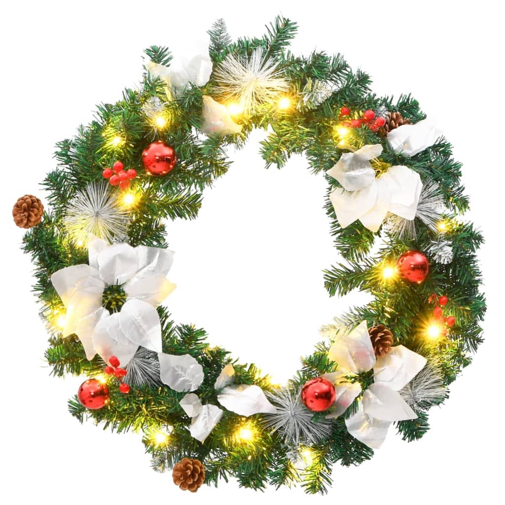 KTX-314771 LED Christmas Wreath 60 cm with Decorative Baubles and USB Power Source