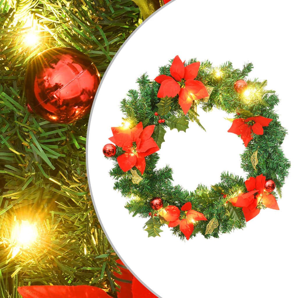 KTX-314771 LED Christmas Wreath 60 cm with Decorative Baubles and USB Power Source