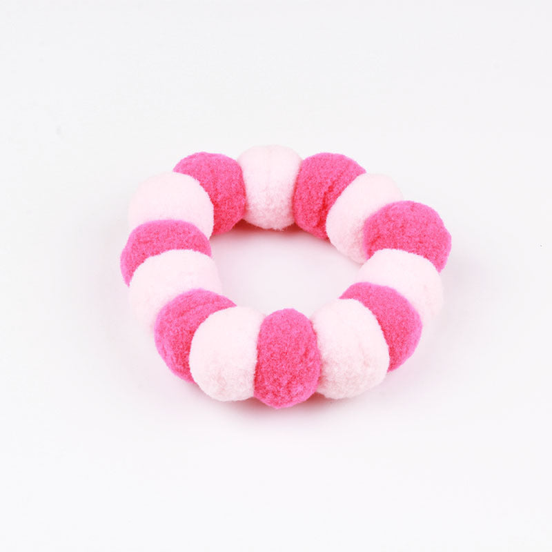 HKM-314835 Colorful Cotton Pet Collar with Fur Ball Necklace Accessory