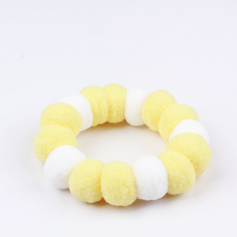 HKM-314835 Colorful Cotton Pet Collar with Fur Ball Necklace Accessory