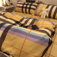 HKM-314963 Cartoon Brushed Washed Cotton 4-Piece Bed Sheet and Duvet Cover Set
