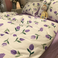 HKM-314963 Cartoon Brushed Washed Cotton 4-Piece Bed Sheet and Duvet Cover Set