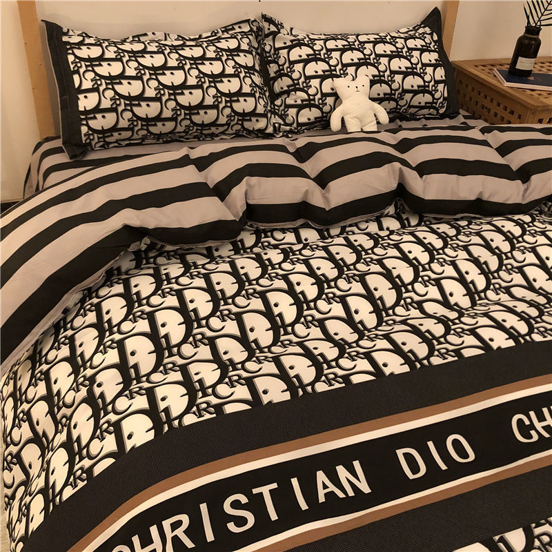 HKM-314963 Cartoon Brushed Washed Cotton 4-Piece Bed Sheet and Duvet Cover Set