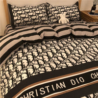 HKM-314963 Cartoon Brushed Washed Cotton 4-Piece Bed Sheet and Duvet Cover Set