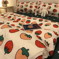HKM-314963 Cartoon Brushed Washed Cotton 4-Piece Bed Sheet and Duvet Cover Set