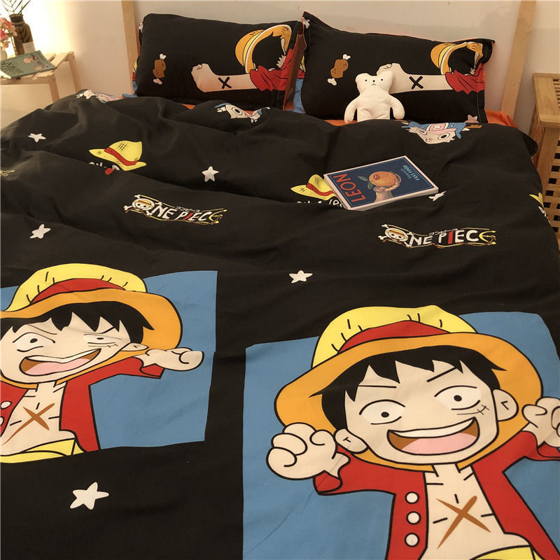 HKM-314963 Cartoon Brushed Washed Cotton 4-Piece Bed Sheet and Duvet Cover Set