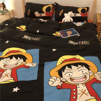 HKM-314963 Cartoon Brushed Washed Cotton 4-Piece Bed Sheet and Duvet Cover Set