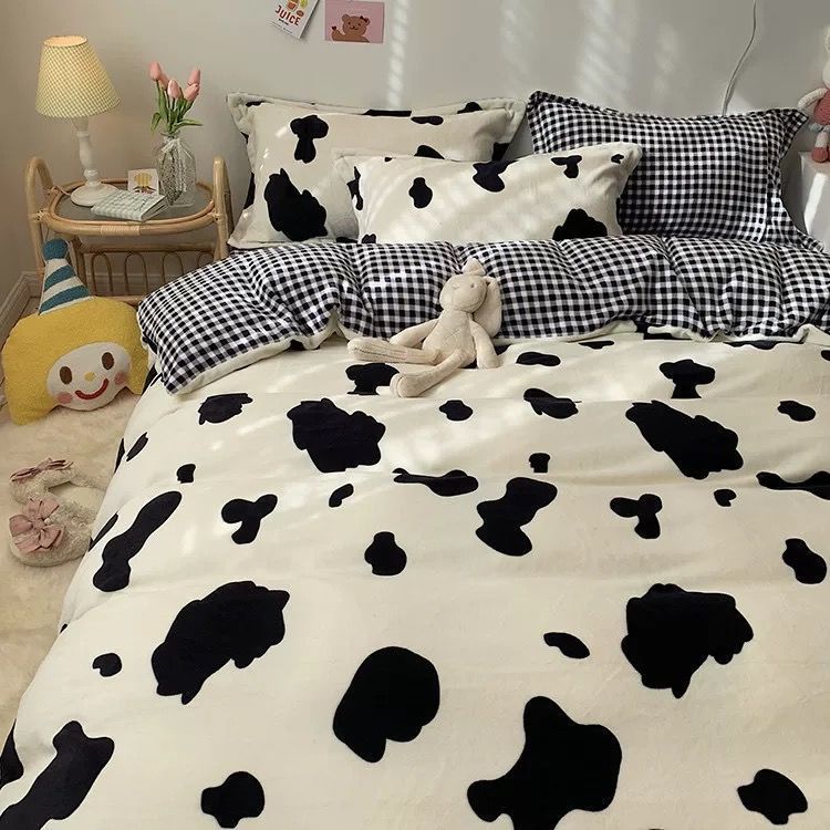 HKM-314963 Cartoon Brushed Washed Cotton 4-Piece Bed Sheet and Duvet Cover Set