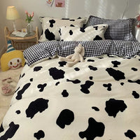 HKM-314963 Cartoon Brushed Washed Cotton 4-Piece Bed Sheet and Duvet Cover Set