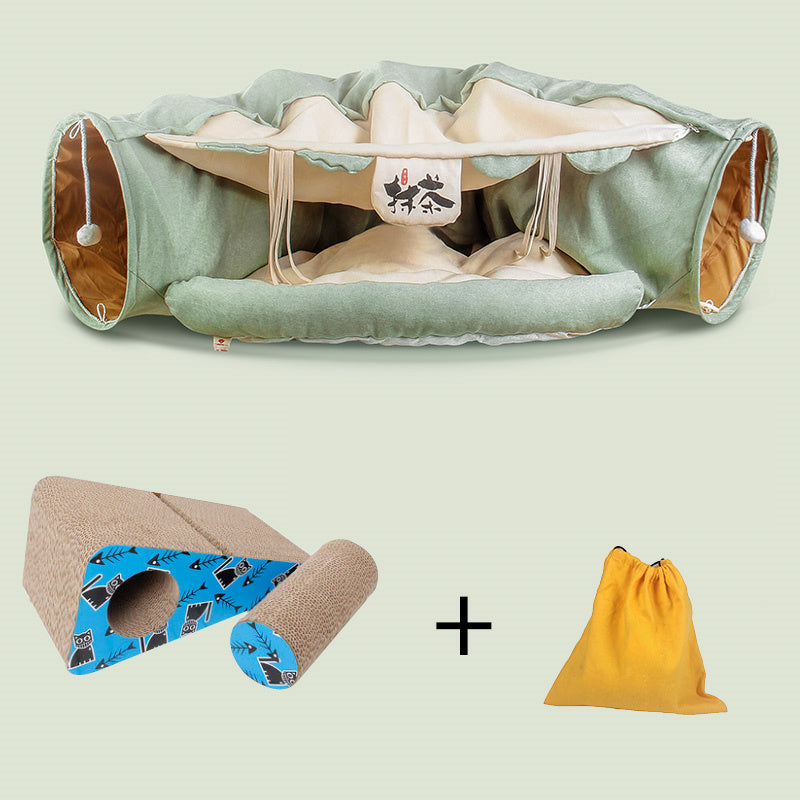 HKM-314963 Cozy Universal Cat Tunnel Bed with Polyester Material - 25CM Diameter, 126CM Length