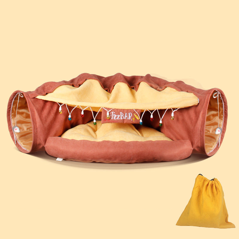 HKM-314963 Cozy Universal Cat Tunnel Bed with Polyester Material - 25CM Diameter, 126CM Length