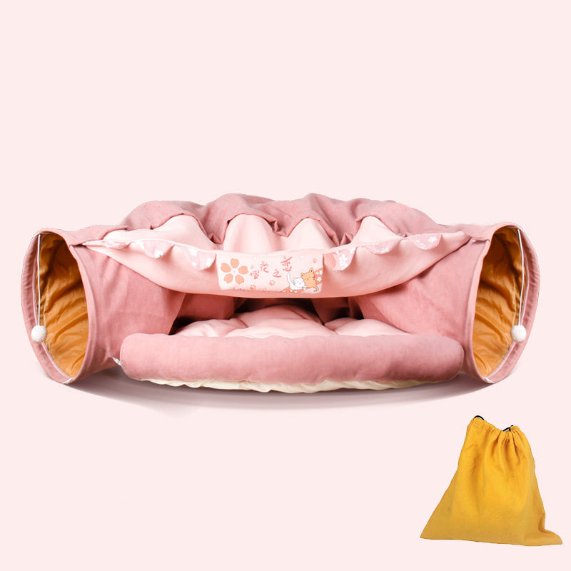 HKM-314963 Cozy Universal Cat Tunnel Bed with Polyester Material - 25CM Diameter, 126CM Length