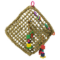 HKM-315219 Natural Straw Parrot Hammock for Cozy Nesting - 30x30x35cm