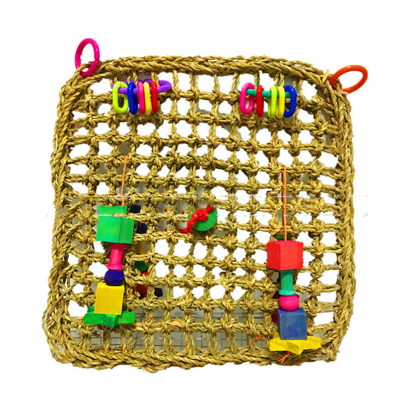 HKM-315219 Natural Straw Parrot Hammock for Cozy Nesting - 30x30x35cm