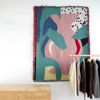 HKM-315283 Double-Sided Multifunctional Tapestry Blanket - Rainbow Circle & Various Designs, 130x160cm