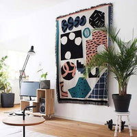 HKM-315283 Double-Sided Multifunctional Tapestry Blanket - Rainbow Circle & Various Designs, 130x160cm