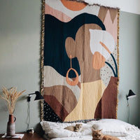 HKM-315283 Double-Sided Multifunctional Tapestry Blanket - Rainbow Circle & Various Designs, 130x160cm