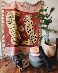 HKM-315283 Double-Sided Multifunctional Tapestry Blanket - Rainbow Circle & Various Designs, 130x160cm