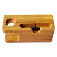 HKM-315347 Bamboo Smartphone Stand with Carved Round Design for Office Decor and Convenience