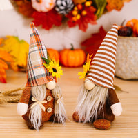 HKM-315411 Faceless Doll Floor Decoration for Thanksgiving with Sunflower and Maple Leaf Accents