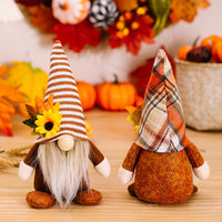 HKM-315411 Faceless Doll Floor Decoration for Thanksgiving with Sunflower and Maple Leaf Accents