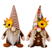 HKM-315411 Faceless Doll Floor Decoration for Thanksgiving with Sunflower and Maple Leaf Accents