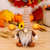 HKM-315411 Faceless Doll Floor Decoration for Thanksgiving with Sunflower and Maple Leaf Accents