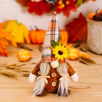 HKM-315411 Faceless Doll Floor Decoration for Thanksgiving with Sunflower and Maple Leaf Accents