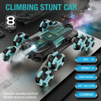 HKM-315539 8WD 360 Rotating Climbing Stunt RC Car - Remote Control with Spray Feature, 50m Range, Indoor-Outdoor Use