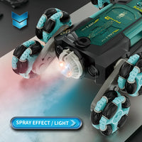 HKM-315539 8WD 360 Rotating Climbing Stunt RC Car - Remote Control with Spray Feature, 50m Range, Indoor-Outdoor Use