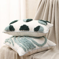 HKM-315667 Nordic Style Geometric Tufted Pillow Cushion in Emerald Green Cotton Blend, Available in Various Sizes